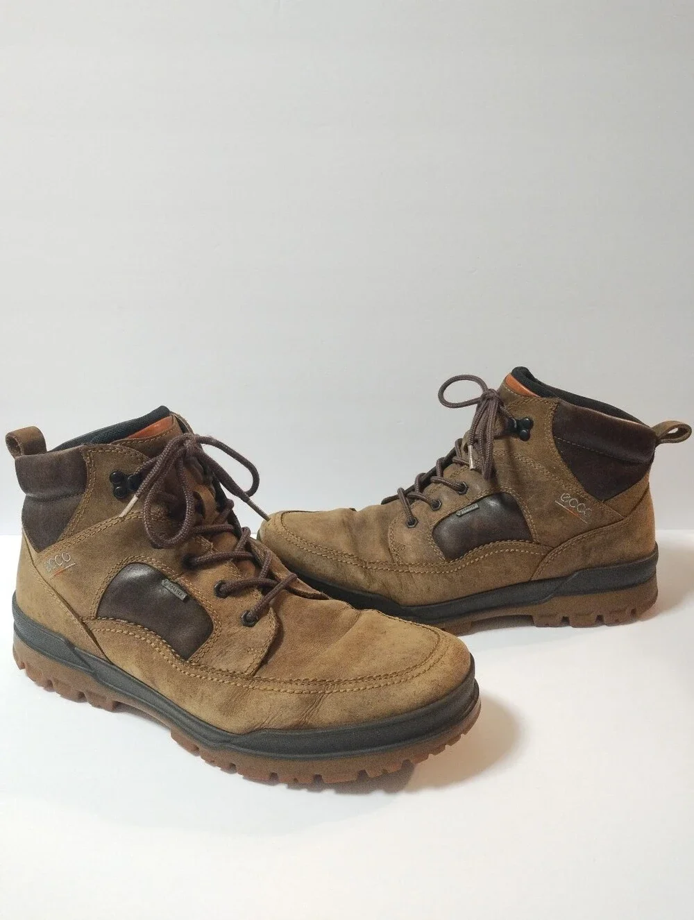 ECCO Track 6 Goretex Boots Brown Leather Lace Up Waterproof Size 47 US 13